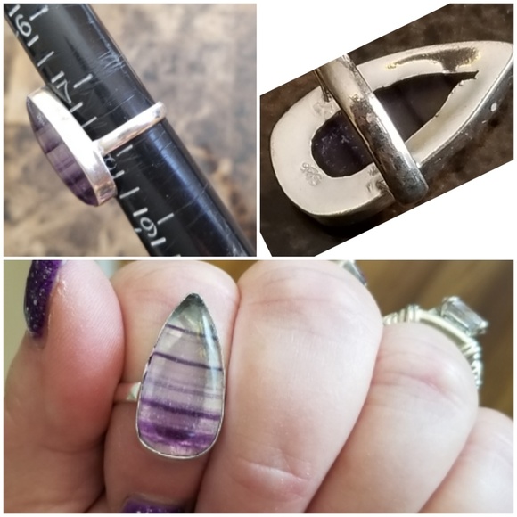 Genuine 8ct Natural Fluorite Ring Size 8 - Picture 6 of 6